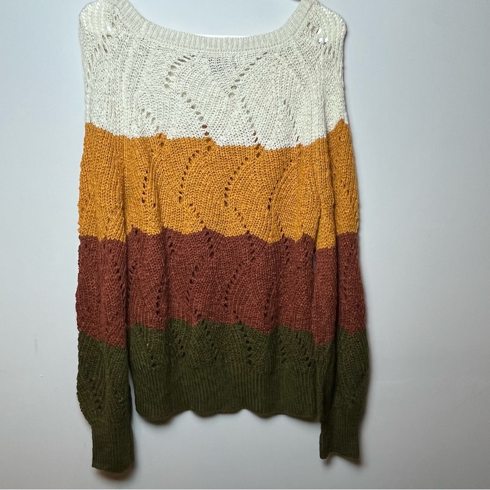 Almost Famous Juniors' Pointelle Color Block Sweater XL - Picture 5 of 6